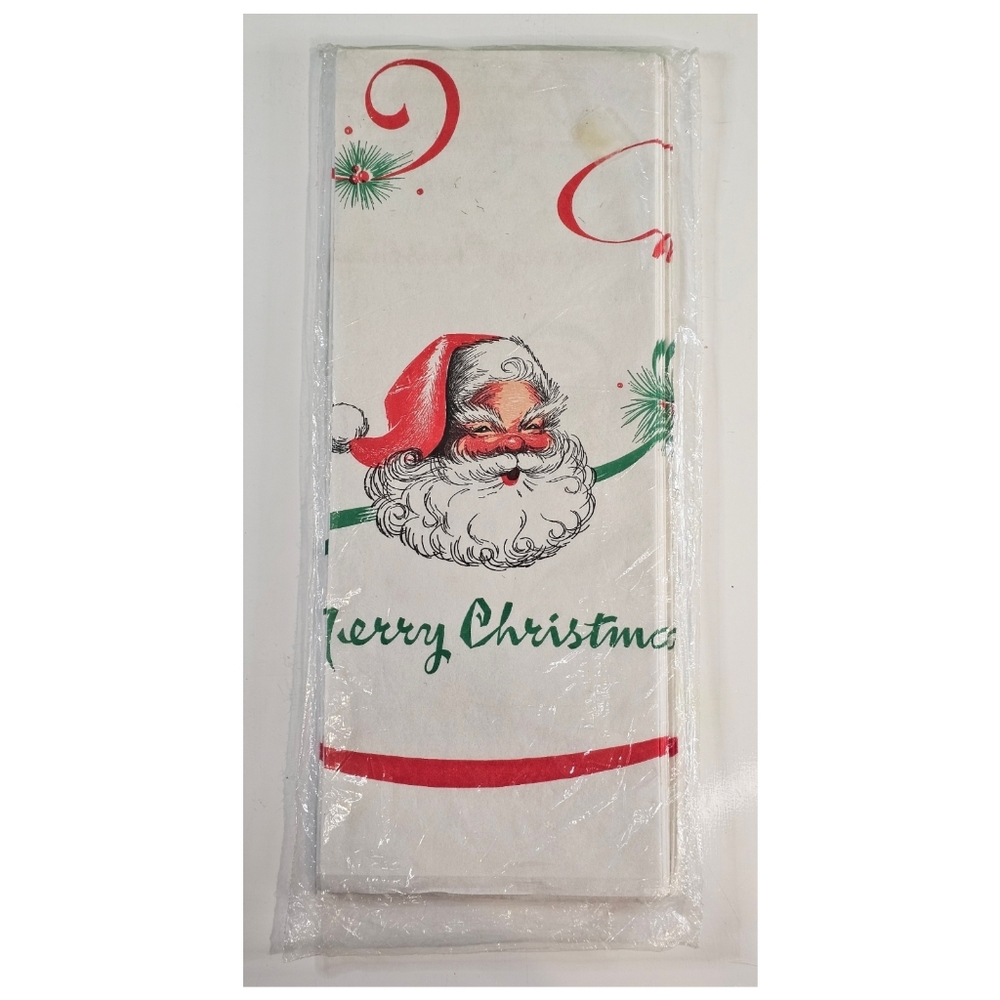 Vintage 1970s Paper Art Co Table Covers Christmas Santa Claus 69¢ Made In USA‎